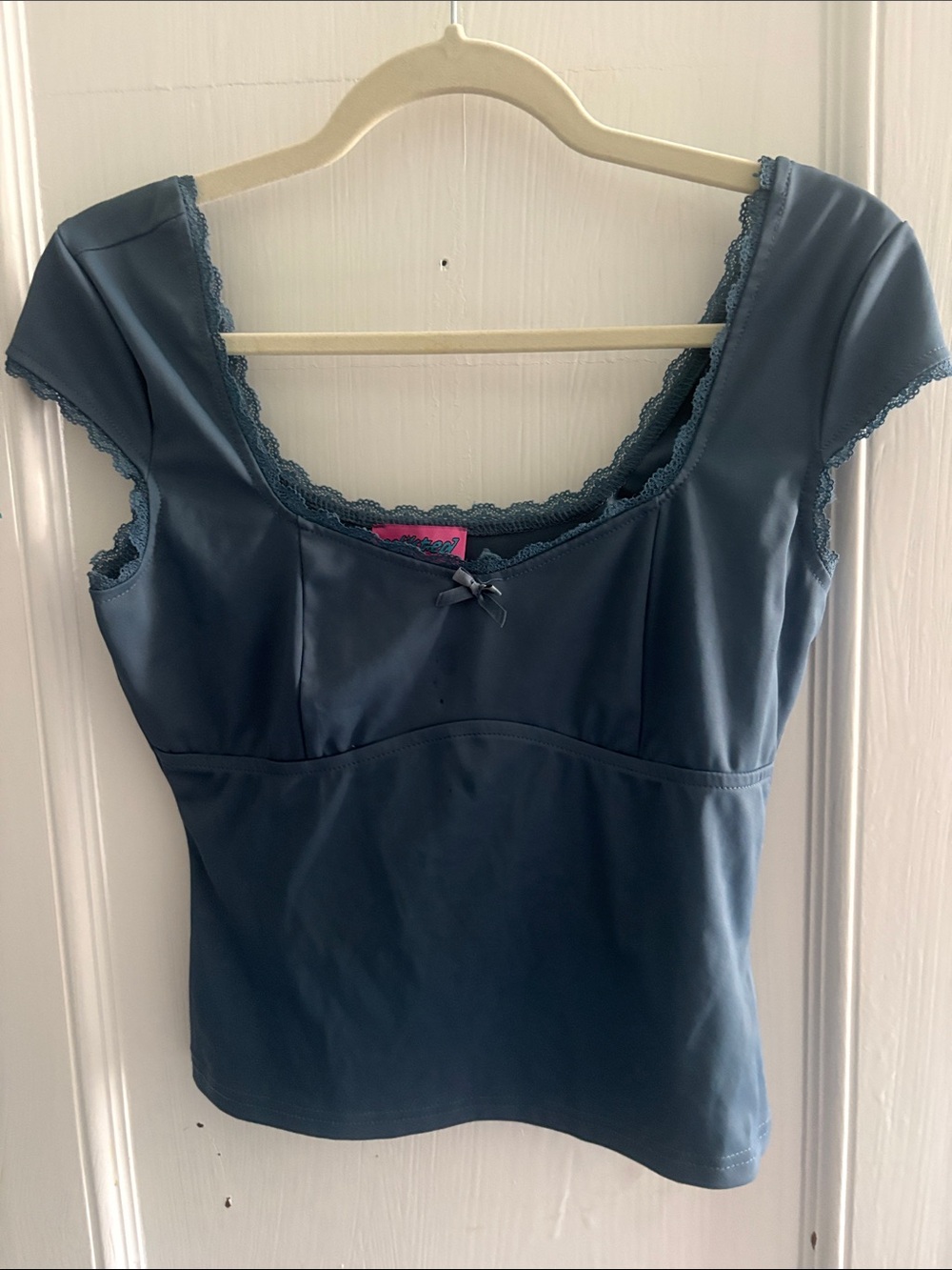 Edikted Slate Blue Lace-Trim Scoop Neck Camisole